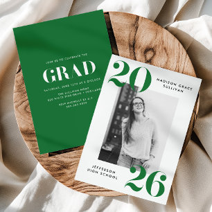 Fett Class of 2024 Green Foto Graduation Party Einladung