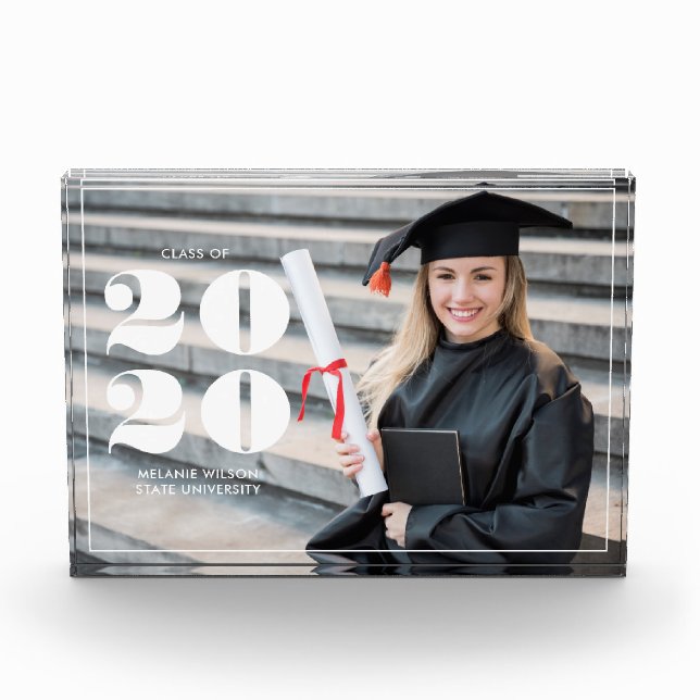 Fett "Class of 2025" Personalisierter Abschluss Fotoblock (Vorderseite)