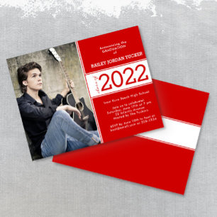 Fett Class Year Red White Foto Abschluss Ankündigung