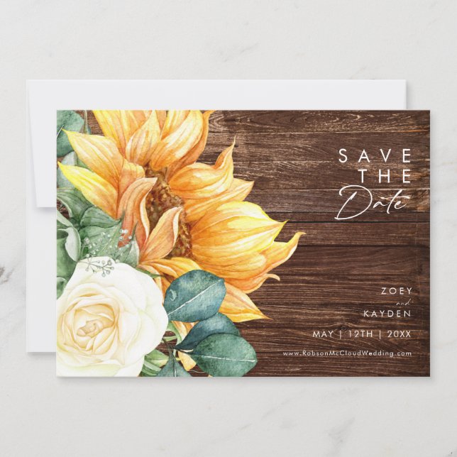 Fett Country Sunflower Script | Horizontal Save The Date (Vorderseite)