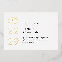 Fett Date Clean Minimal Elegante Moderne Hochzeit Folieneinladung