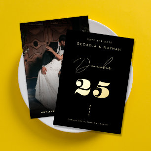 Fett Date Typografy Script Dark Faded Foto Real Folieneinladung