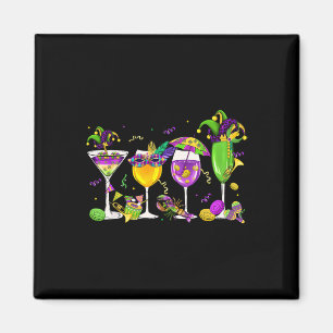 Fett Dienstag Mardi Gras Wein Glas trinken Karneva Magnet