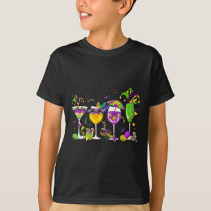 Fett Dienstag Mardi Gras Wein Glas trinken Karneva T-Shirt