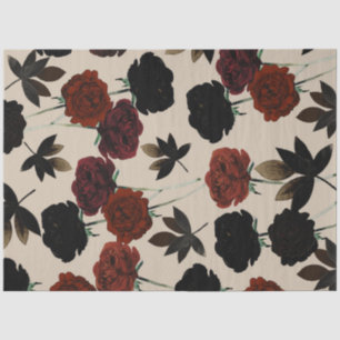 Fett Dunkle Florale Rot & Schwarz Beige Botanisch Seidenpapier