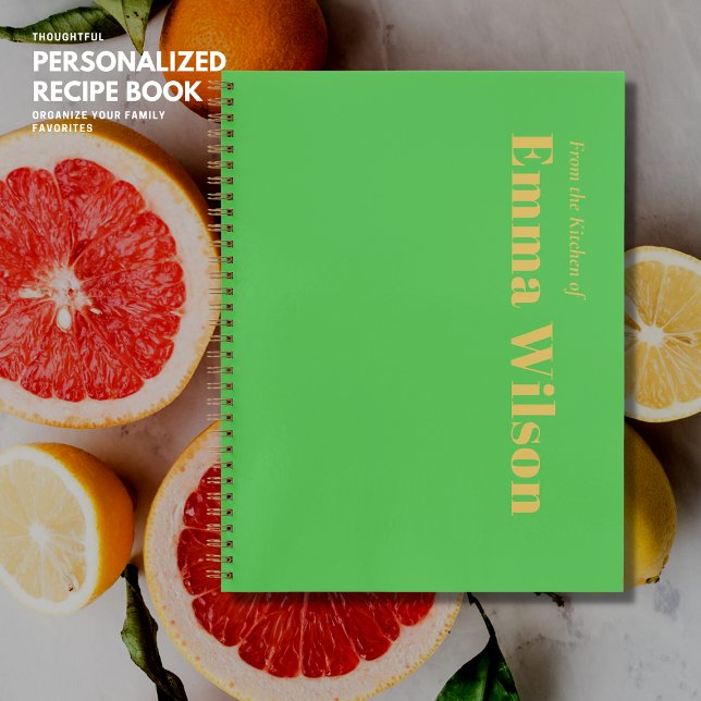 Fett Einfache Minimalistische grüne Monogramm Name Notizbuch (Von Creator hochgeladen)