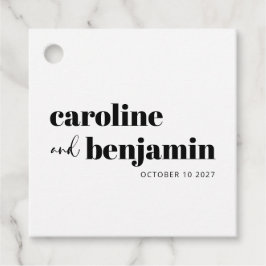 Fett einfache Schwarz-Weiß-Chic Moderne Hochzeit Geschenkanhänger