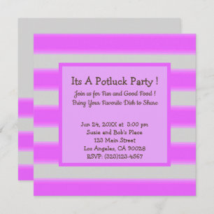 Fett einfache Streifen Pink Potluck Party Einladung
