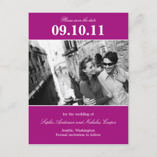 Fett Erinnerung Save the Date Postkarte (Magenta)