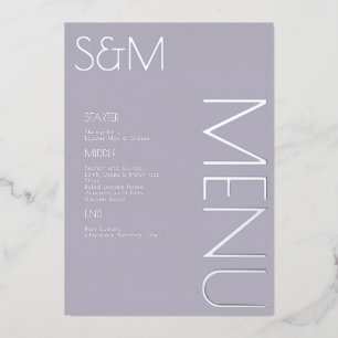 Fett Erste Hochzeitskarten mit Silber-Menükarte Folieneinladung