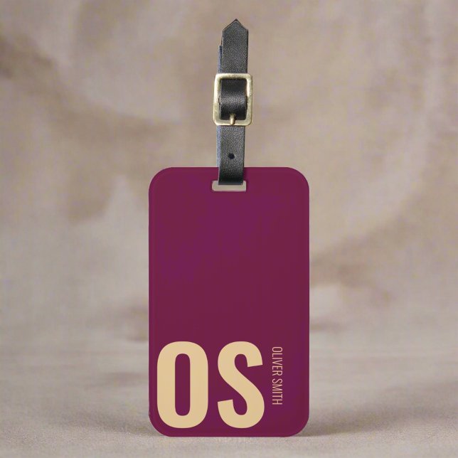 Fett erstes Monogram Burgundy Travel Branding Gepäckanhänger (Von Creator hochgeladen)
