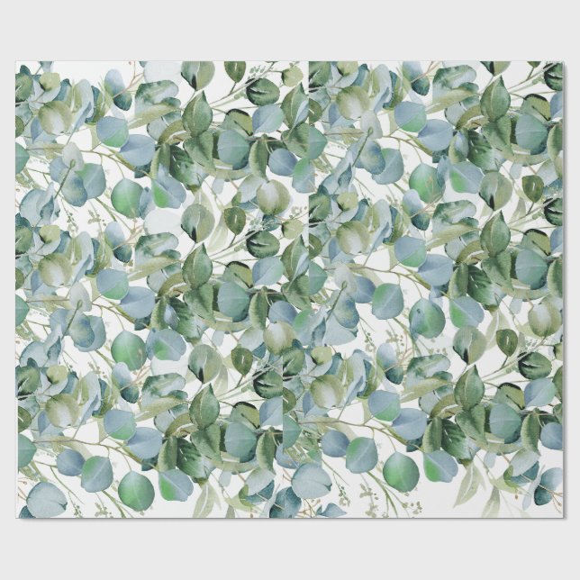 Fett Eukalyptus Wrapping Paper - Trendy Greenery Geschenkpapier (Flach)