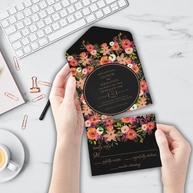 Fett Fall Floral Wedding All in One Invitation Einladung (Von Creator hochgeladen)