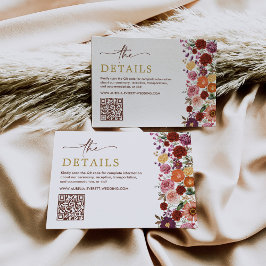 Fett Fall-Wildblume: Hochzeitsdetails QR-Code Begleitkarte