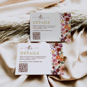 Fett Fall-Wildblume: Hochzeitsdetails QR-Code Begleitkarte