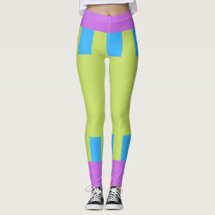 Fett Farbe Blöcke Grün Blau Rosa 7 Leggings