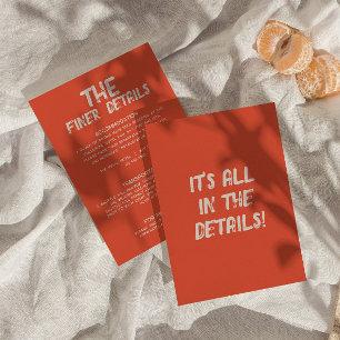 Fett farbenfroh Retro Bright Moderne Hochzeitsdeta Begleitkarte