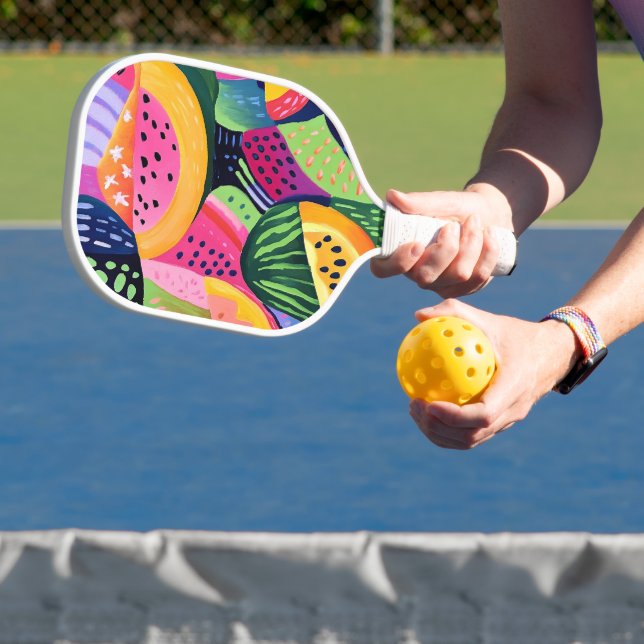 Fett farbenfrohe Melon Sommerfrüchte Malerei Pickleball Schläger (InSitu)