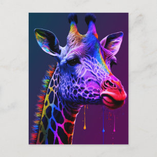 Fett farbenfrohe Regenbogen Giraffe Niedlich Zoo T Postkarte
