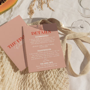 Fett farbenfrohe Retro Funky Modern Wedding Detail Begleitkarte