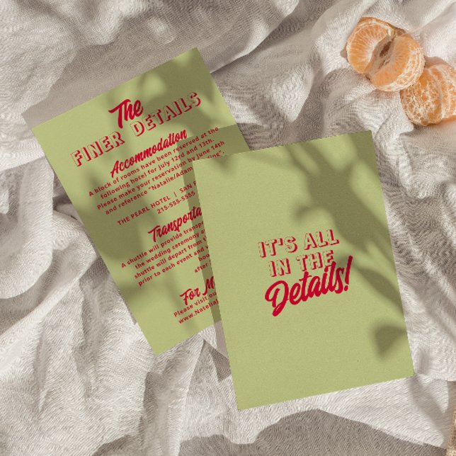 Fett farbenfrohe Retro Funky Modern Wedding Detail Begleitkarte (Von Creator hochgeladen)