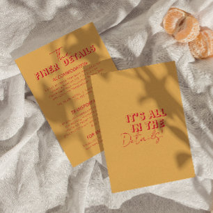 Fett farbenfrohe Retro Funky Modern Wedding Detail Begleitkarte