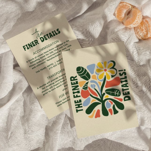 Fett farbenfrohe Retro Moderne blumenreiche Hochze Begleitkarte (Von Creator hochgeladen)