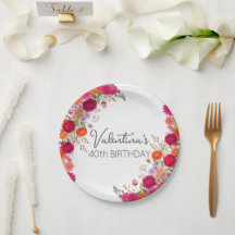 Fett, farbenfrohe rosa und orangefarbene florale G