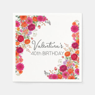 Fett, farbenfrohe rosa und orangefarbene florale G Serviette
