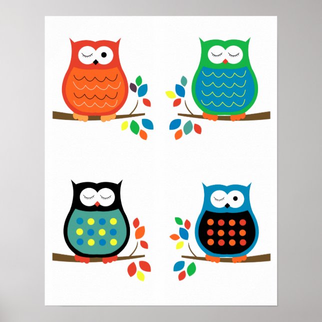 Fett farbige Kinderzimmer-Prints (Vier 8x10) Poster (Vorne)