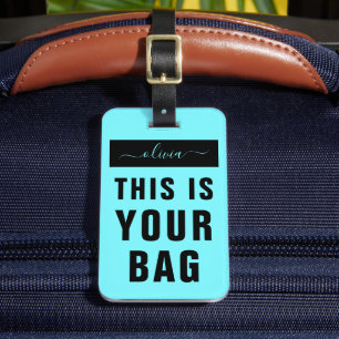 Fett farbige Nebel-Blau- und Schwarz-Namen-Vorlage Gepäckanhänger