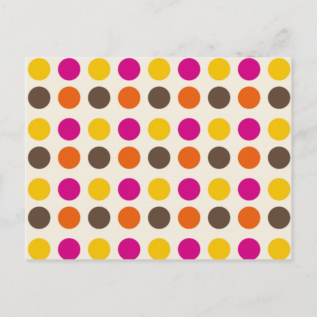 Fett farbige orange rosa gelbbraune Polka Dots Postkarte (Vorderseite)
