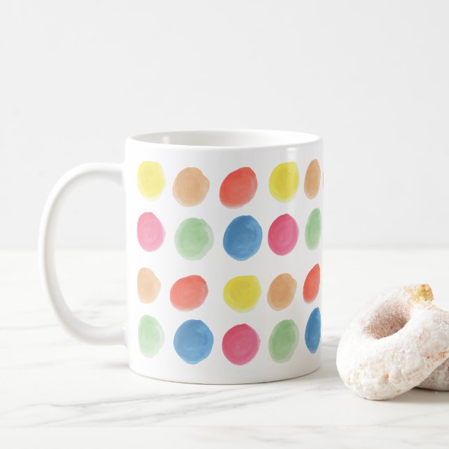 Fett farbige Wasserfarbe Dotty Blobs Kaffeetasse (Mit Donut)