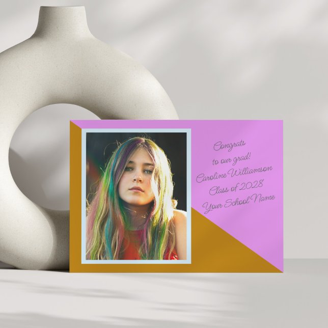 Fett farbiger Retro Teen Foto Abschluss Class Ankündigung (Von Creator hochgeladen)