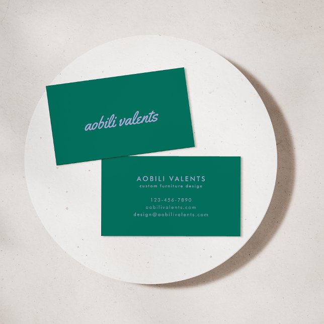 Fett farbiger Script-Schriftart Retro Green Lila Visitenkarte (Von Creator hochgeladen)