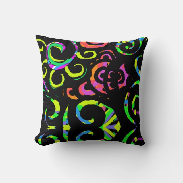 Fett farbiger Swirl Modernes Drehkissen Kissen (Vorderseite)