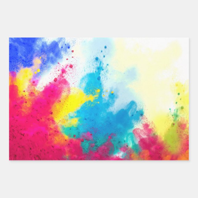 Fett farbiges Dusty Rainbow Hues Trio-Muster Geschenkpapier Set (Vorderseite)