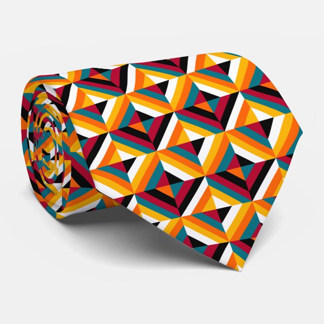 Fett farbiges Quilt Patchwork Muster Orange, Rot, Krawatte (Gerollt)