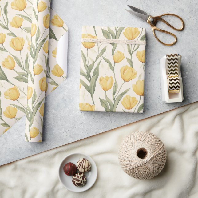 Fett Feline Tulip Blume Wrapping Paper Geschenkpapier (Kunsthandwerk)