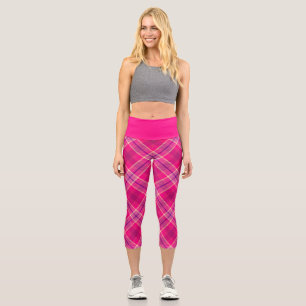 Fett Fick farbig rosa und Lila Kariert Capri Leggings