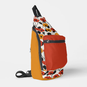 Fett Floral Muster rot, orange und schwarz Crossbody Bag