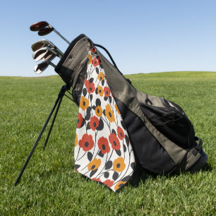 Fett Floral Muster rot, orange und schwarz Golfhandtuch