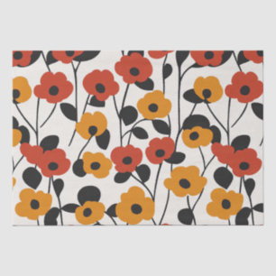 Fett Floral Muster rot, orange und schwarz Seidenpapier