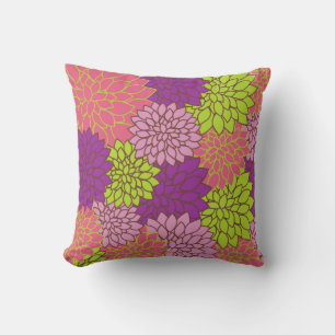 Fett florales Design in Lime Green, Pink, Lila Kissen