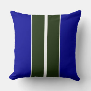 Fett Forest Green Royal Blue White Racing Streifen Kissen
