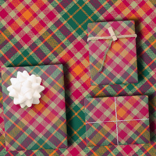 Fett Fuchsia Smaragdgrün Moderne Diagonale Kariert Geschenkpapier Set