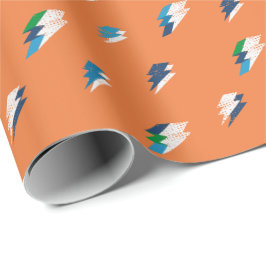 Fett gedruckte Blitze auf Orange Geschenkpapier