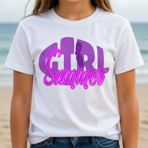 Fett gedruckte lila Schriftzug Strand Sommerkleidu T-Shirt