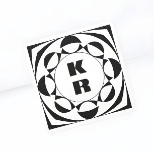 Fett gedruckte Monogramm-Geometrie-Vertikalinitial Quadratischer Aufkleber