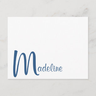 Fett gedruckte Monogramm-Name-Schrift Navy Blau No Mitteilungskarte